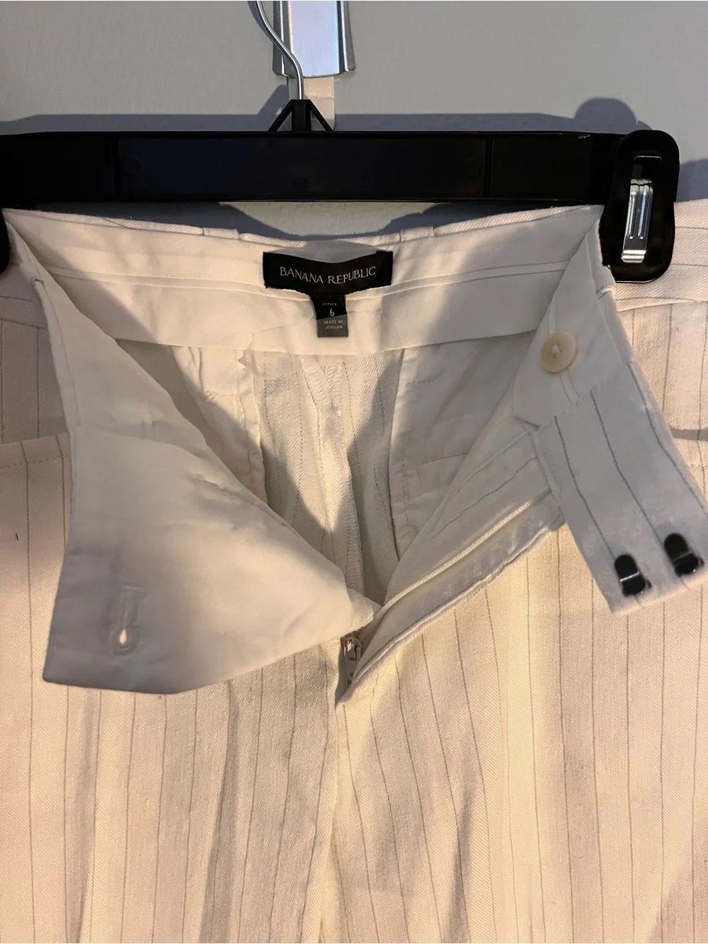 Banana Republic White Linen Pinstripe Dress Pants